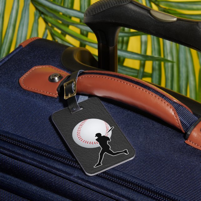 Etiqueta De Bagagem Baseball - Ball and Player silhouette Name Address (Frente Insitu 1)