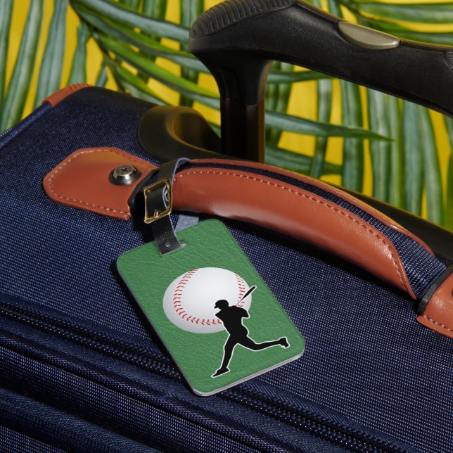 Etiqueta De Bagagem Baseball - Ball and Player silhouette Name Address (Frente Insitu 1)