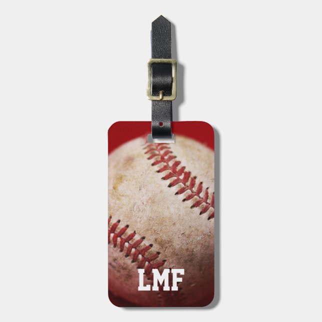 Etiqueta De Bagagem Baseball com Monograma Personalizado (Frente Vertical)