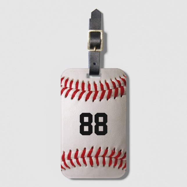 Etiqueta De Bagagem Baseball com número personalizável (Frente Vertical)