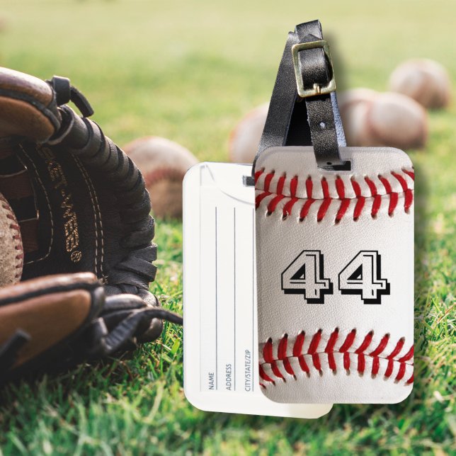 Etiqueta De Bagagem Baseball com número personalizável (Criador carregado)