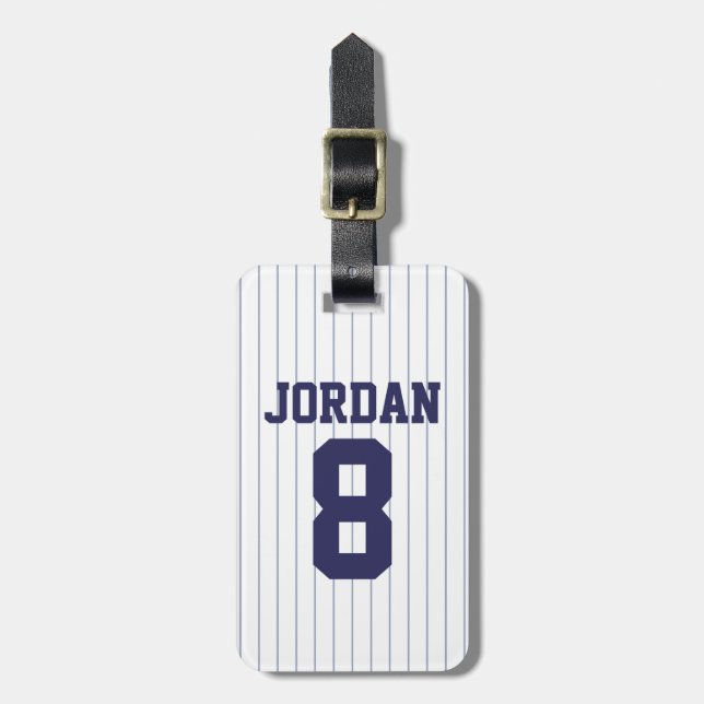 Etiqueta De Bagagem Baseball Jersey com número (Frente Vertical)