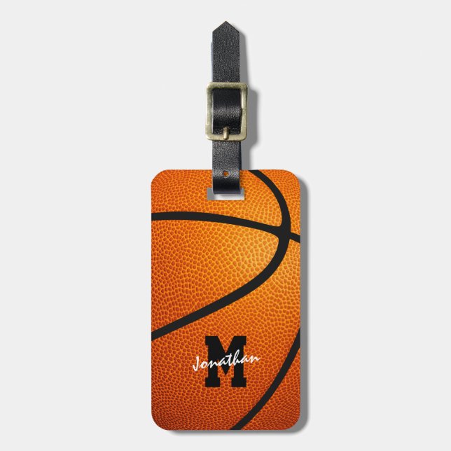 Etiqueta De Bagagem basquete de presentes esportivos monogramas (Frente Vertical)
