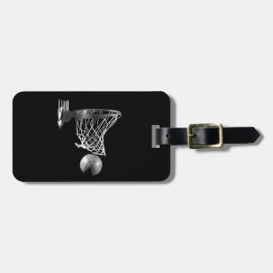 Etiqueta De Bagagem Basquete preto e branco