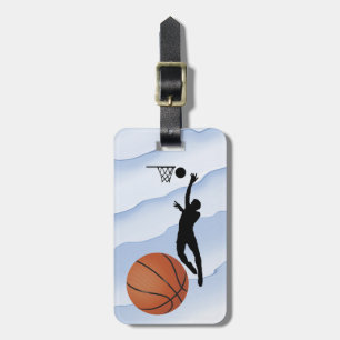 Etiqueta De Bagagem Basquetebol -- Silhueta do Jogador mais Bola