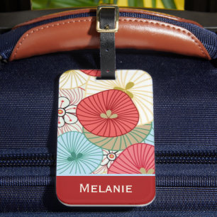 Etiqueta De Bagagem Bastante Japonês Elegante Floral Personalizado