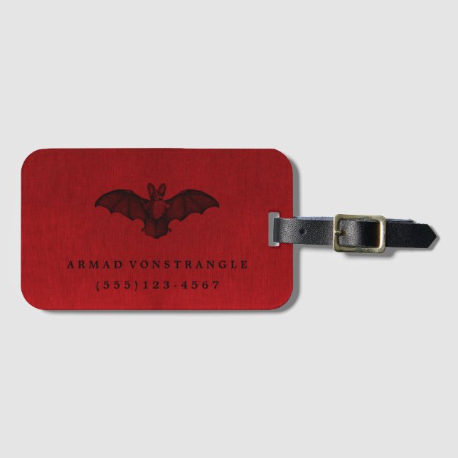 Etiqueta De Bagagem Bat Vampire Sangue Red (Frente Horizontal)