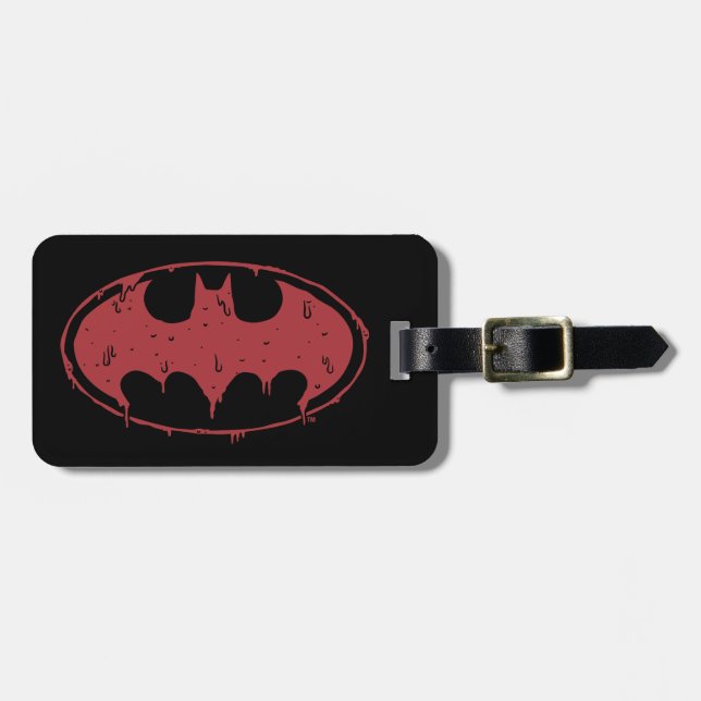 Etiqueta De Bagagem Batman | Oozing Red Bat Logo (Frente Horizontal)