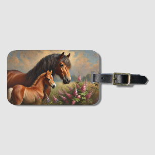Etiqueta De Bagagem Bay Mare com uma pintura de flores selvagens de Fo