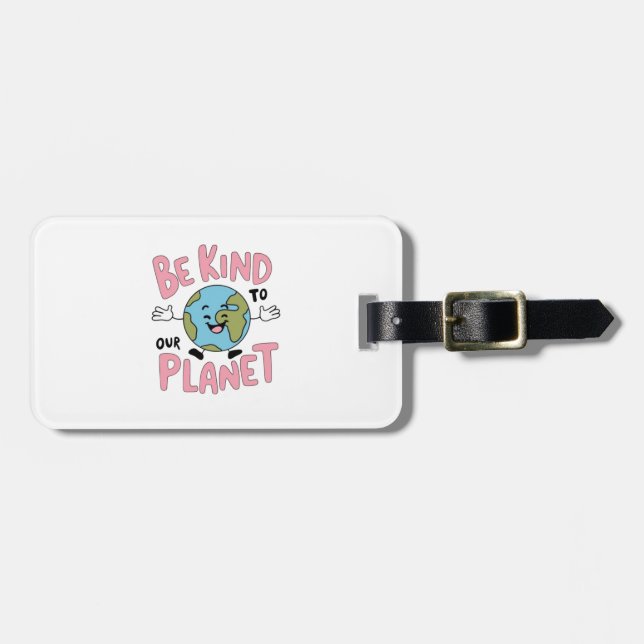 Etiqueta De Bagagem Be Kind to Our Planet 💚 (Frente Horizontal)