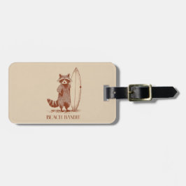 Etiqueta De Bagagem Beach Bandit Raccoon Surfer – Funny Vintage
