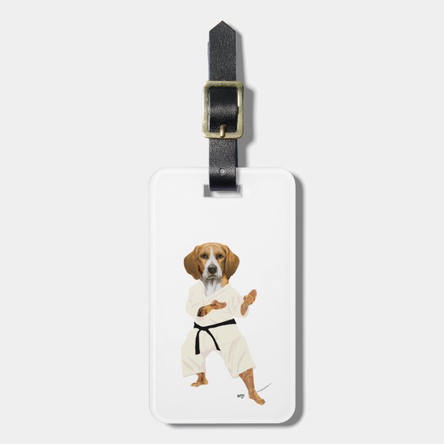 Etiqueta De Bagagem Beagle de Karatê (Frente Vertical)