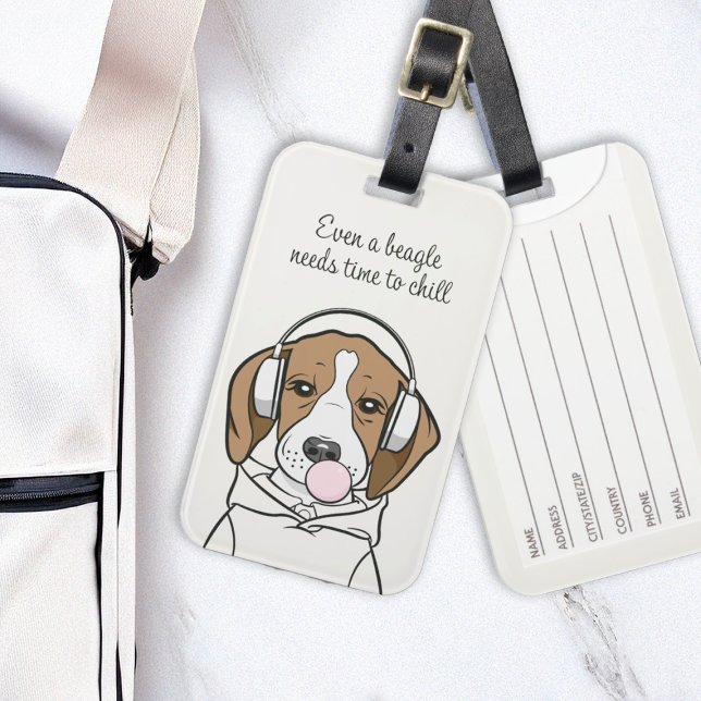 Etiqueta De Bagagem Beagle Refrigerante com Bubblegum Cute Engraçado C (Criador carregado)