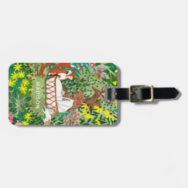 Etiqueta De Bagagem Bebê recém-nascido floresta animal verde da selva 