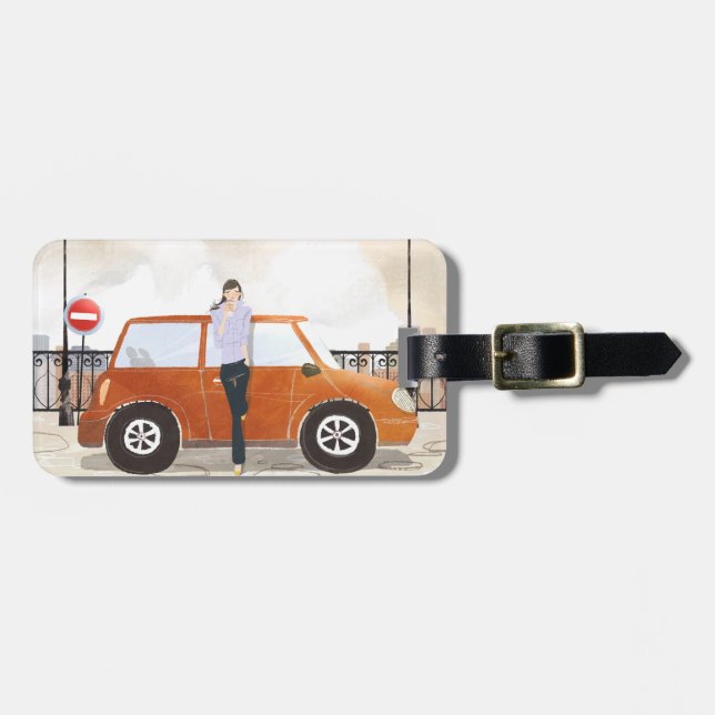 Etiqueta De Bagagem Bebendo da mulher (Frente Horizontal)