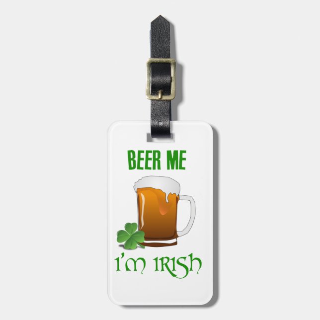 Etiqueta De Bagagem Beer Me Sou Irlandês (Frente Vertical)