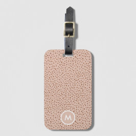 Etiqueta De Bagagem Beige & Boho Terracotta Brown Dots Monograma