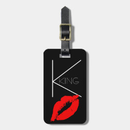 Etiqueta De Bagagem Beijo Lábios Preto Vermelho Lipstick Rei Monograma