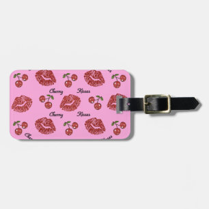 Etiqueta De Bagagem Beijos de Cereja Rockabilly RAB em Rosa