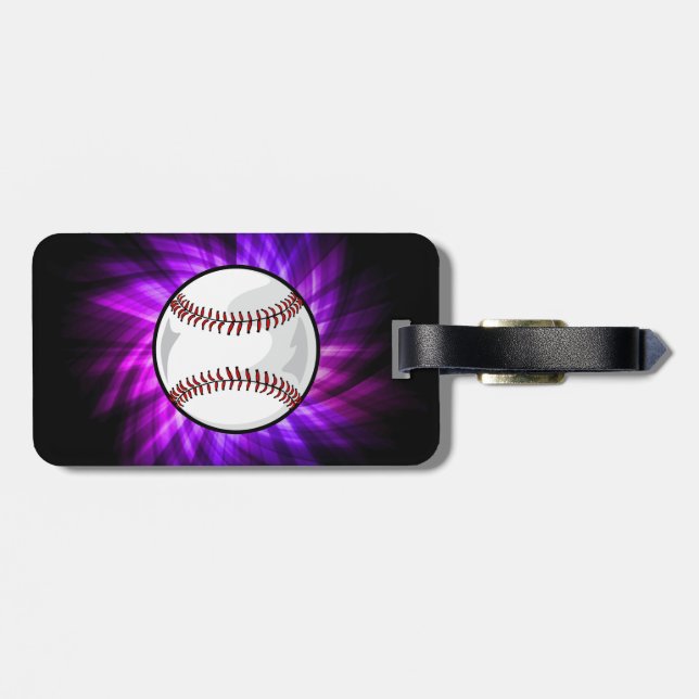 Etiqueta De Bagagem Beisebol Roxo; Softball (Traseira Horizontal)