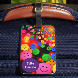 Etiqueta De Bagagem Bela Brilhante Personalizada Sorrisos Felizes Bolh
