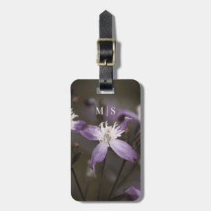 Etiqueta De Bagagem Bela Flor De Clematis Roxo Monogramada