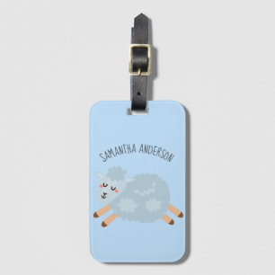 Etiqueta De Bagagem Bela Moderna Pastel Blue Sheep E Kid Name