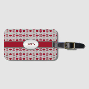 Etiqueta De Bagagem Bela Prata e Borgonha