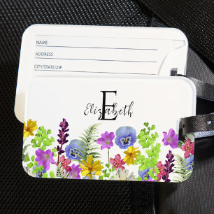 Etiqueta De Bagagem Belas Flores Silvestres Nome Personalizado e Monog