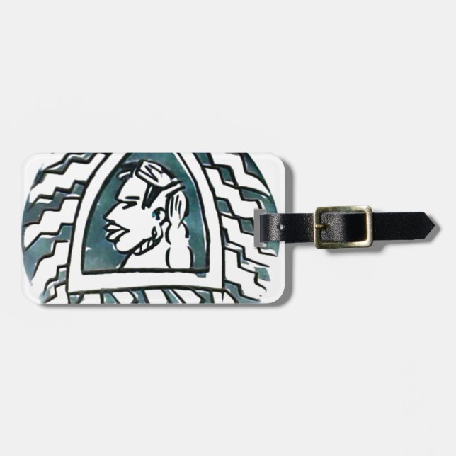 Etiqueta De Bagagem Beleza Africana Bongo Maasai Retrato Arte Tribal (Frente Horizontal)