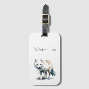 Etiqueta De Bagagem Beleza Árctica: Costume da Fox de inverno