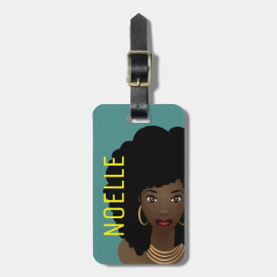 Etiqueta De Bagagem Beleza natural do cabelo, Texto amarelo, Teal
