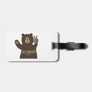 Etiqueta De Bagagem Bellingham Washington Peace Bear