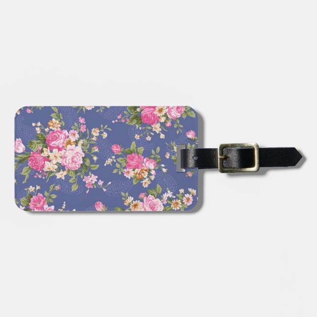 Etiqueta De Bagagem Belo design floral (Frente Horizontal)