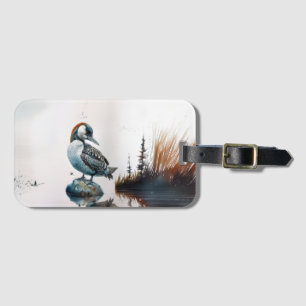 Etiqueta De Bagagem belo leão em uma rocha de aquarela