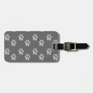 Etiqueta De Bagagem Belo padrão de pata de tendência em cinzas escuras