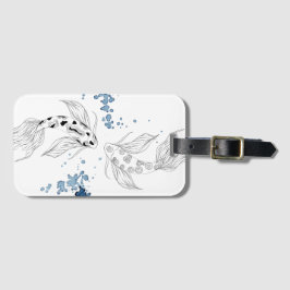 Etiqueta De Bagagem Belo Peixe Koi Nadando