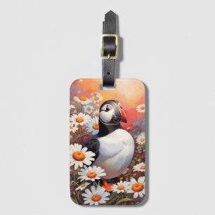Etiqueta De Bagagem Belo Puffin Em Daisy Field