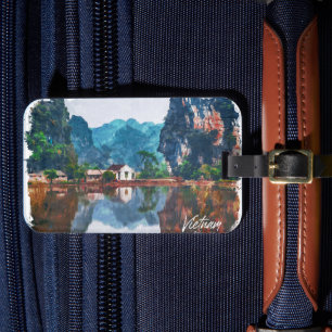 Etiqueta De Bagagem Belo Vietnã Viagem da paisagem asiática