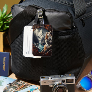 Etiqueta De Bagagem Bengal Tiger Moonlit Mountain