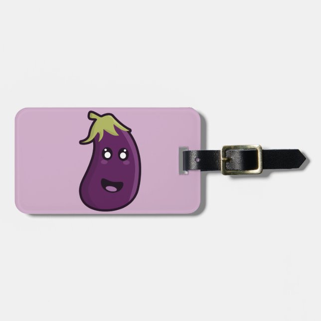 Etiqueta De Bagagem Beringela de Kawaii (Frente Horizontal)