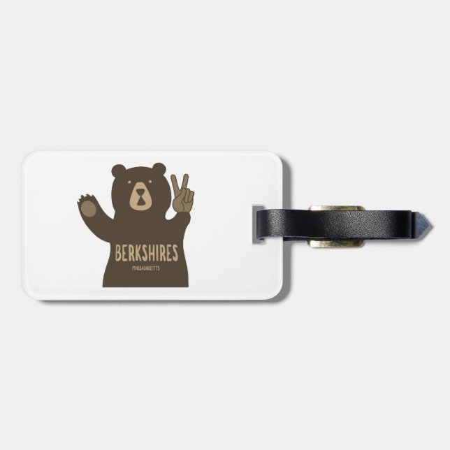 Etiqueta De Bagagem Berkshires Massachusetts Peace Bear (Traseira Horizontal)