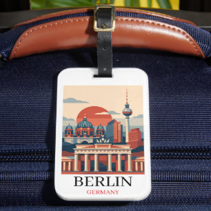 Etiqueta De Bagagem Berlim Alemanha Cidade Skyline – Minimalista Vinta