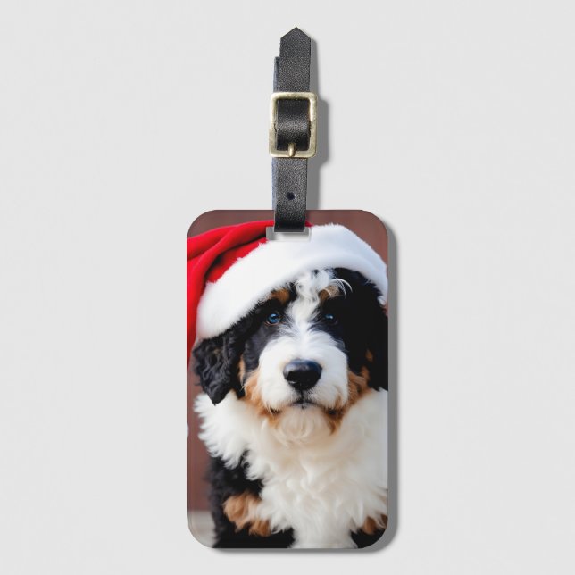 Etiqueta De Bagagem Bernedoodle Christmas (Frente Vertical)