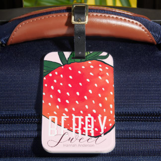 Etiqueta De Bagagem Berry de Morango Vermelho Rosa