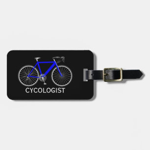 Etiqueta De Bagagem Bicicleta Azul Sobre Preto