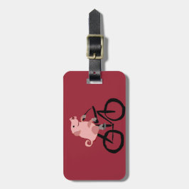 Etiqueta De Bagagem Bicicleta cor-de-rosa engraçada da equitação do