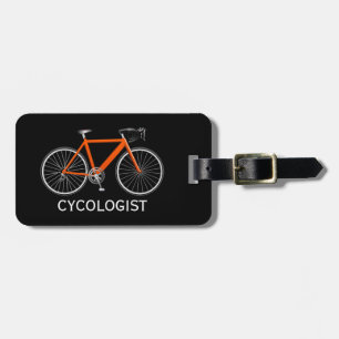 Etiqueta De Bagagem Bicicleta Laranja Em Preto