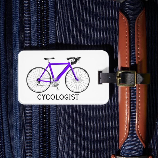 Etiqueta De Bagagem Bicicleta Roxa Sobre Branco (Frente Insitu 4)