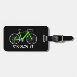Etiqueta De Bagagem Bicicleta Verde Neon Sobre Preto